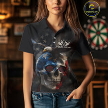 Load image into Gallery viewer, Custom Smoke Skull Eagle Patriotic Dart Shirt For Women US Flag Polo Dart Team Jersey NYN1336