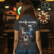 Load image into Gallery viewer, Custom Smoke Skull Eagle Patriotic Dart Shirt For Women US Flag Polo Dart Team Jersey NYN1336