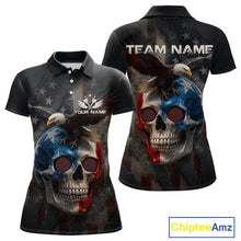 Load image into Gallery viewer, Custom Smoke Skull Eagle Patriotic Dart Shirt For Women US Flag Polo Dart Team Jersey NYN1336