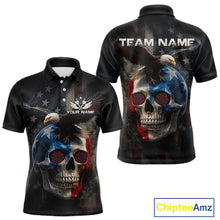 Load image into Gallery viewer, Custom Smoke Skull Eagle Patriotic Dart Shirt For Men US Flag Polo Dart Team Jersey NYN1336