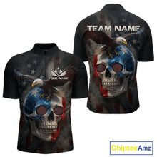 Load image into Gallery viewer, Custom Smoke Skull Eagle Patriotic Dart Shirt For Men US Flag 1/4-Zip Dart Team Jersey NYN1336