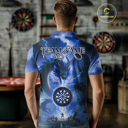 Custom Lightning Blue Dragon Dartboard Darts Polo Shirt For Men Darts Team Jersey NYN0968