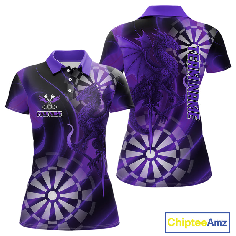 Custom Black And Purple Dragon Dartboard Dart Polo Jersey Outfits Dart Team Shirts For Men NYN0979