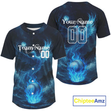 Load image into Gallery viewer, Custom Blue Flames Phoenix Baseball Ball Shirt For Men Outfits Baseball Jerseys NYN1352