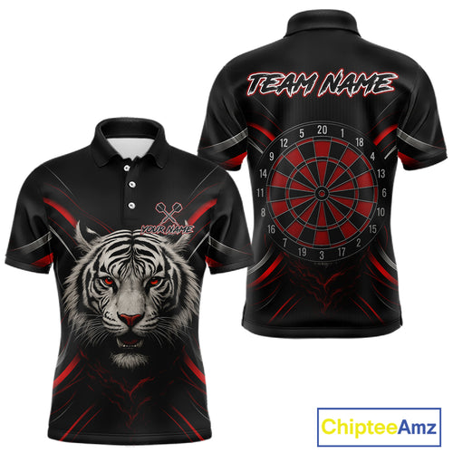 Custom Black-Red Tiger Dartboard Dart Polo Shirt For Men Outfits Tiger Dart Jersey NYN1362