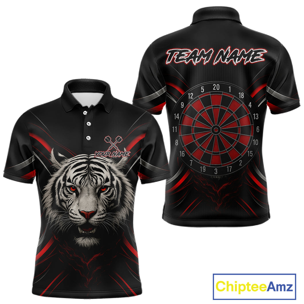 Custom Black-Red Tiger Dartboard Dart Polo Shirt For Men Outfits Tiger Dart Jersey NYN1362