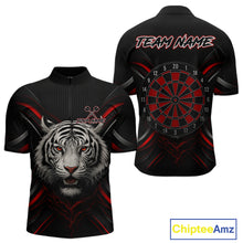 Load image into Gallery viewer, Custom Black-Red Tiger Dartboard Dart 1/4-Zip Shirt For Men Outfits Tiger Dart Jersey NYN1362