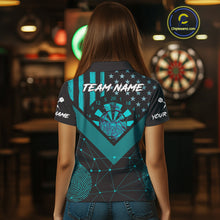 Load image into Gallery viewer, It&#39;s In My DNA Custom Turquoise Dinosaur Dart Polo Shirt For Women US Flag Dart Jerseys NYN1366