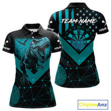 Load image into Gallery viewer, It&#39;s In My DNA Custom Turquoise Dinosaur Dart Polo Shirt For Women US Flag Dart Jerseys NYN1366
