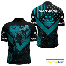 Load image into Gallery viewer, It&#39;s In My DNA Custom Turquoise Dinosaur Dart 1/4-Zip Shirt For Men US Flag Dart Jerseys NYN1366