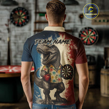 Load image into Gallery viewer, Custom Dinosaur Plays Dart Funny Dart Polo Shirt For Men Colorful Grunge Dart Jerseys NYN1368