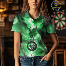Load image into Gallery viewer, Custom Lightning Green Thunder Dragon Dartboard Polo Dart Shirt For Women, Darts Team Jersey NYN1012