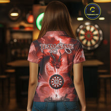 Load image into Gallery viewer, Custom Lightning Red Thunder Dragon Dartboard Polo Dart Shirt For Women, Darts Team Jersey NYN1014