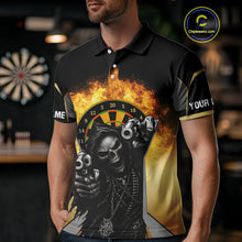 Load image into Gallery viewer, Skeleton &amp; Flame Dartboard Custom Darts Polo Shirt For Men - Darts Team Jersey NYN0731