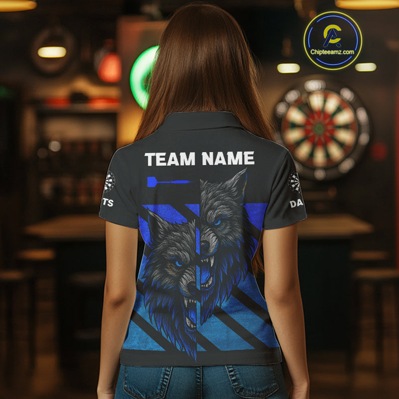 Personalized Azure Wolf & Arrow Men's Darts Shirt - Custom Name For Darts Jersey NYN0517