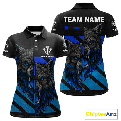 Personalized Azure Wolf & Arrow Men's Darts Shirt - Custom Name For Darts Jersey NYN0517