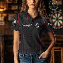 Load image into Gallery viewer, Personalized Bulldog With Darts Necklace Women's Darts Shirt - Custom Name For Players NYN0522