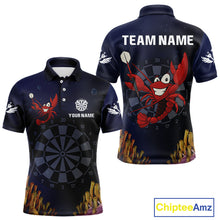 Load image into Gallery viewer, Maroon Lobster &amp; Dartboard In The Ocean Men's Darts Shirt - Custom Name For Players NYN0523
