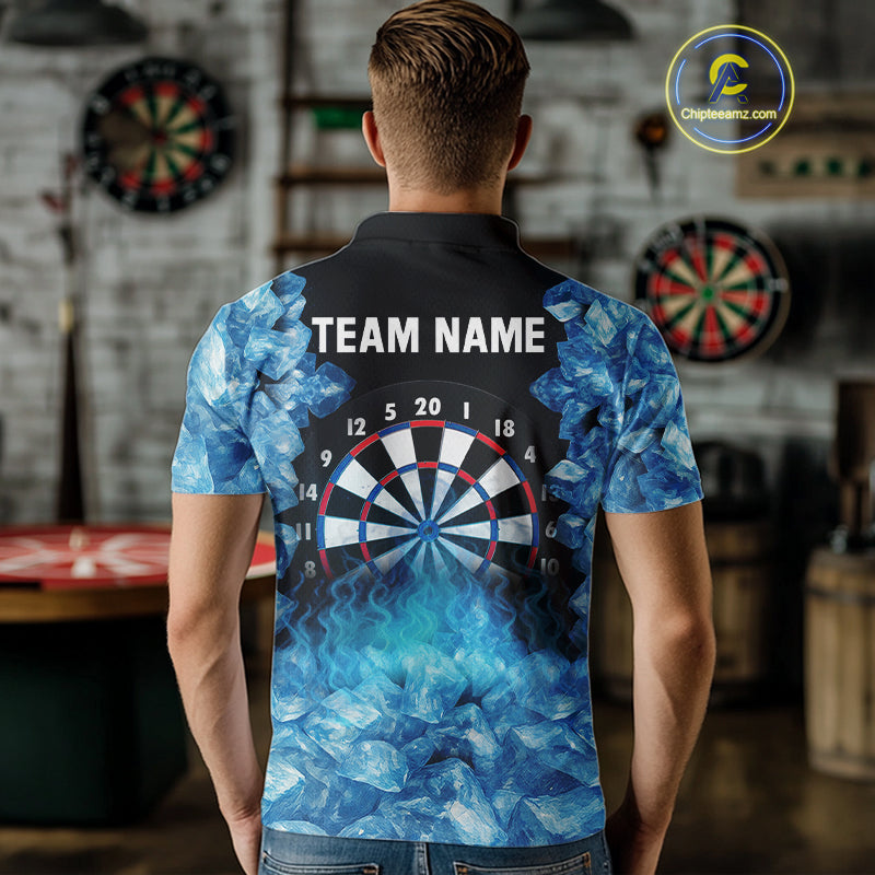 Ice Flame Skull & Dartboard Custom Darts Polo Shirt For Men - Darts Team Jersey NYN0743