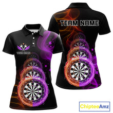 Load image into Gallery viewer, Custom Orange &amp; Purple Lightning Dartboards Dart Shirt For Women, Colorful Dart Jersey NYN1043