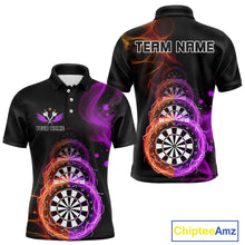 Load image into Gallery viewer, Custom Orange &amp; Purple Lightning Dartboards Dart Shirt For Men, Colorful Dart Jersey NYN1043