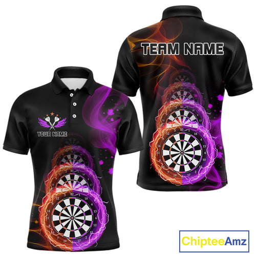 Custom Orange & Purple Lightning Dartboards Dart Shirt For Men, Colorful Dart Jersey NYN1043