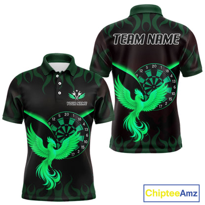 Custom Green Flames Phoenix Dartboards Darts Shirt For Men Outfits Phoenix Dart Jersey NYN1046