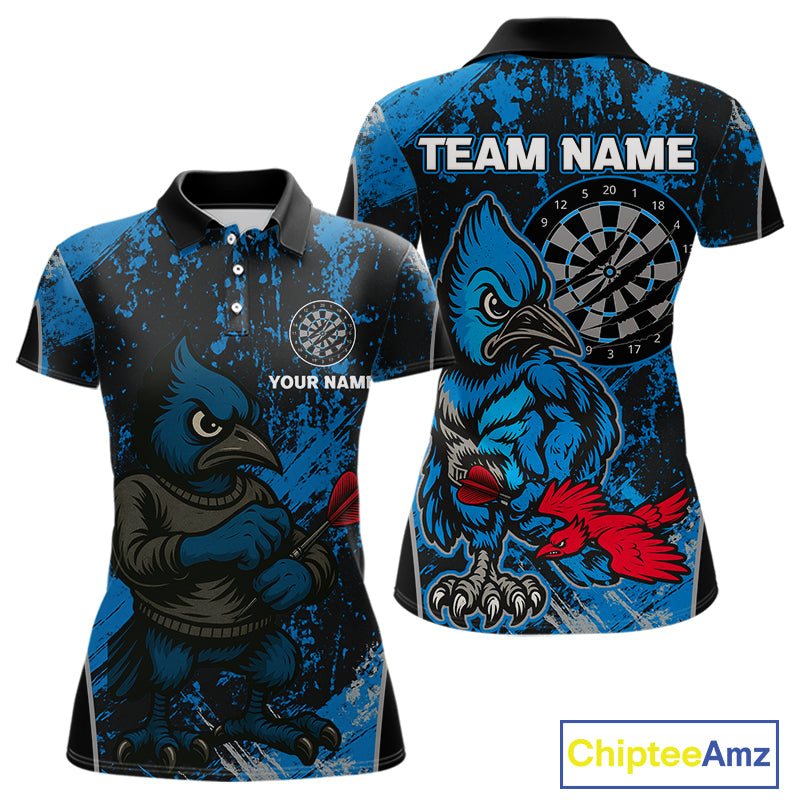 Navy Jay Scratched Dartboard Grunge Darts Shirt For Women - Custom Dart Player Jersey NYN0530
