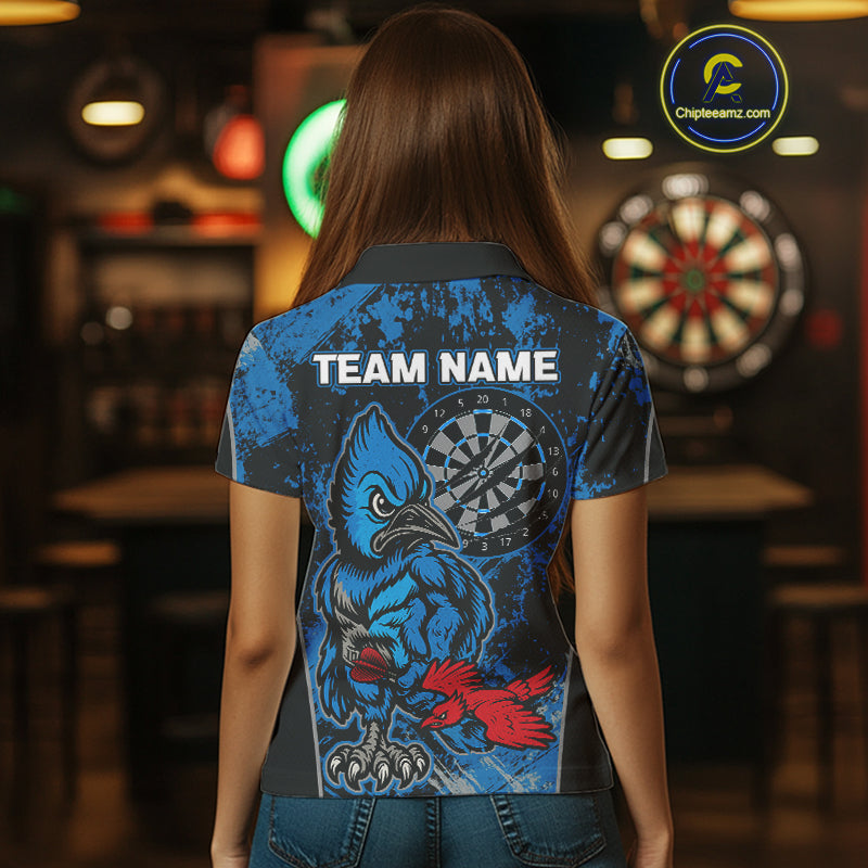 Navy Jay Scratched Dartboard Grunge Darts Shirt For Women - Custom Dart Player Jersey NYN0530