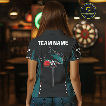 Azure Shark Holding Dart Arrow Darts Shirt For Women - Custom Dart Player Jersey NYN0538