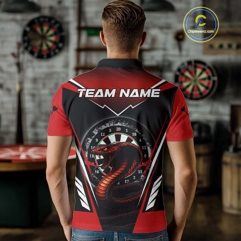 Maroon Cobra & Dartboard Men's Darts Polo Shirt - Custom Name For Darts Jersey NYN0752