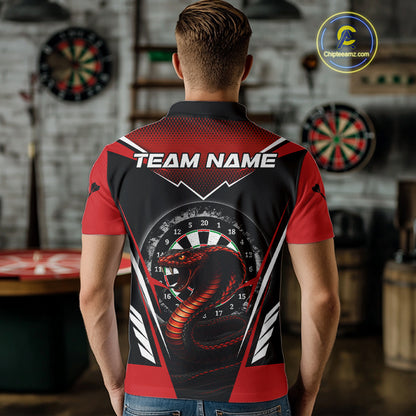 Maroon Cobra & Dartboard Men's Darts Polo Shirt - Custom Name For Darts Jersey NYN0752