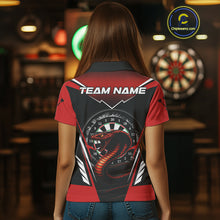 Load image into Gallery viewer, Maroon Cobra &amp; Dartboard Women's Darts Polo Shirt - Custom Name For Darts Jersey NYN0752