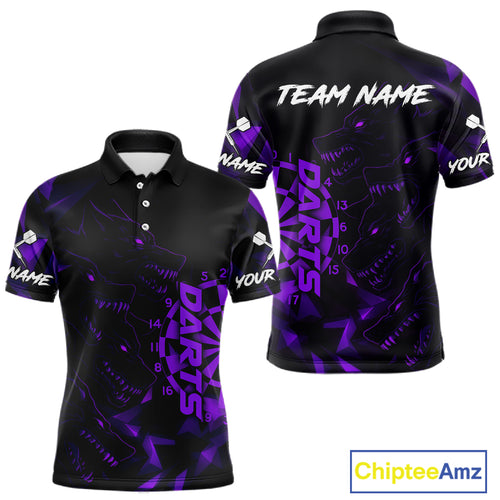 Custom Black And Purple Wolf Dartboard Dart Jersey For Men Outfits Dart Team Jerseys NYN1399
