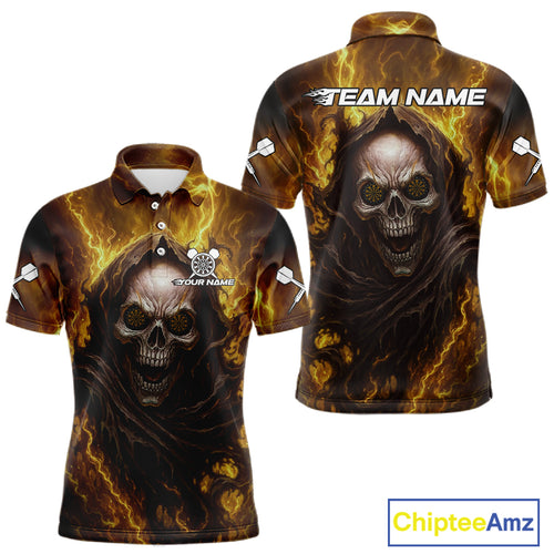 Custom Black-Yellow Lightning Skeleton Dart Shirt For Men Dart Tournament Jerseys NYN1406