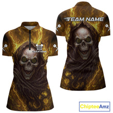 Load image into Gallery viewer, Custom Black-Yellow Lightning Skeleton Dart 1/4-Zip Shirt For Women Dart Tournament Jerseys NYN1406