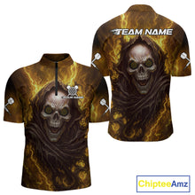Load image into Gallery viewer, Custom Black-Yellow Lightning Skeleton Dart 1/4-Zip Shirt For Men Dart Tournament Jerseys NYN1406