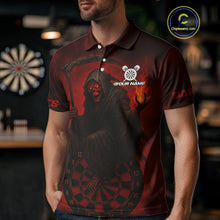 Load image into Gallery viewer, Custom Red Flames Skeleton Dartboard Dart Shirt For Men Dart Tournament Jerseys NYN1409