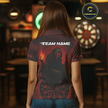 Load image into Gallery viewer, Custom Red Flames Skeleton Dartboard Dart Shirt For Women Dart Tournament Jerseys NYN1409