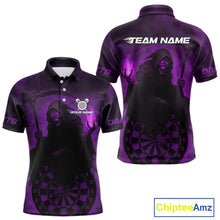 Load image into Gallery viewer, Custom Purple Flames Skeleton Dartboard Dart Shirt For Men Dart Tournament Jerseys NYN1410