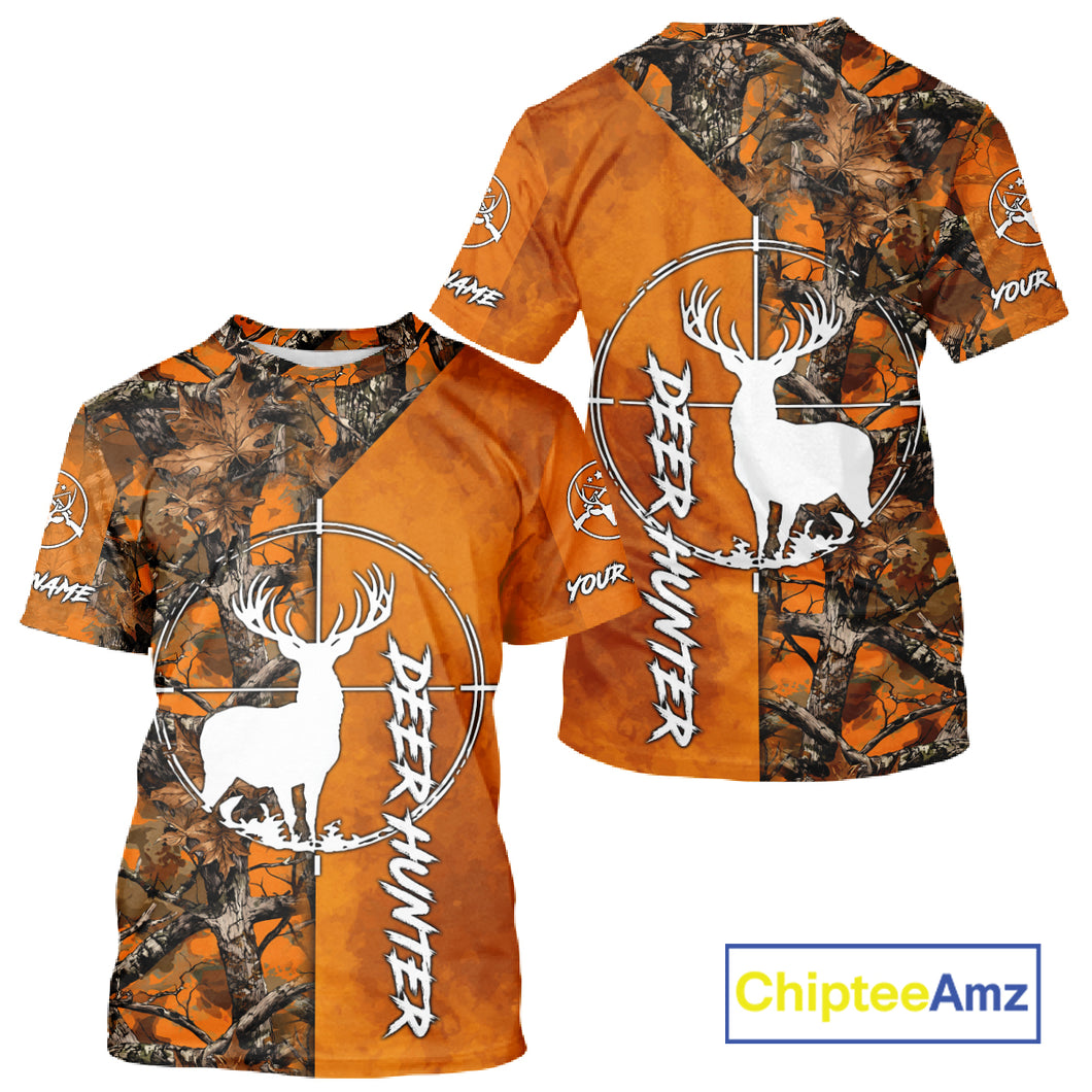 Personalized Orange Camo Deer Hunting 3D Printing Shirts for Hunters, Hunting Gifts NBT129
