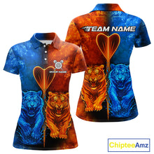 Load image into Gallery viewer, Water-Flame Tiger Dart Arrow Women's Darts Polo Shirt - Custom Name For Darts Jersey NYN0757