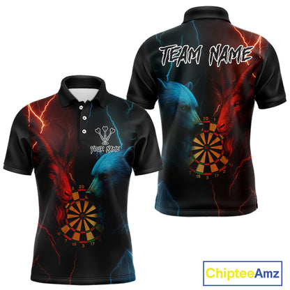 Goat & Bear Dartboard Men's Darts Polo Shirt - Custom Name For Darts Jersey NYN0758