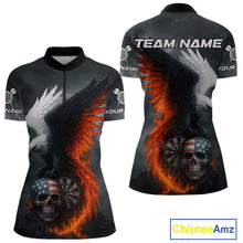 Load image into Gallery viewer, Custom Patriotic Dart Shirt For Women Personalized Skull Red Eagle Dart Team Jerseys NYN1060