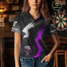 Load image into Gallery viewer, Custom Patriotic Dart Shirt For Women Personalized Skull Purple Eagle Dart Team Jerseys NYN1061