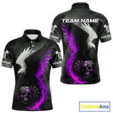Load image into Gallery viewer, Custom Patriotic Dart Shirt For Men Personalized Skull Purple Eagle Dart Team Jerseys NYN1061