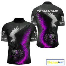 Load image into Gallery viewer, Custom Patriotic Dart Shirt For Men Personalized Skull Purple Eagle Dart Team Jerseys NYN1061