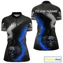 Load image into Gallery viewer, Custom Patriotic Dart Shirt For Women Personalized Skull Blue Eagle Dart Team Jerseys NYN1062