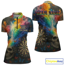 Load image into Gallery viewer, Custom Colorful Smoke Skull Dartboard Women Dart Shirt Outfits Butterflies Dart Jerseys NYN1063
