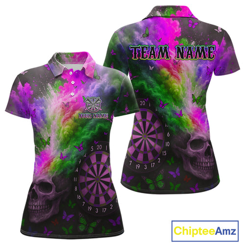 Custom Colorful Smoke Skull Dartboard Women Dart Shirt Outfits Butterflies Dart Jerseys NYN1065